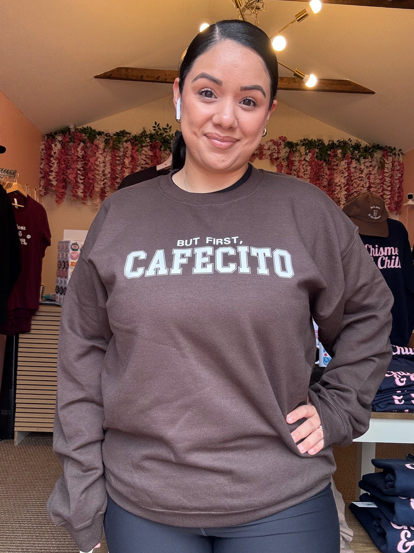 But First, Cafecito Sweatshirt-Brown