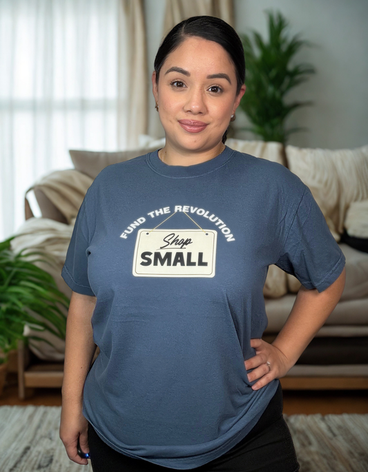 Fund The Revolution-Shop Small T-Shirt (Dark Blue)